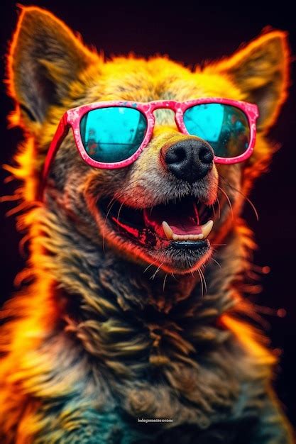 Premium AI Image | Close up of brown hyena with glasses