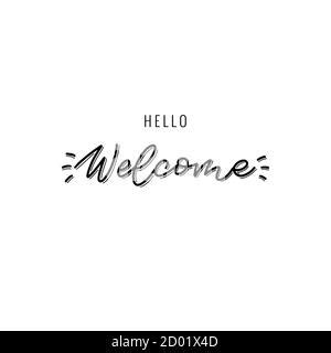 Hello Welcome Lettering Wrote By Brush Hello Welcome Calligraphy Stock