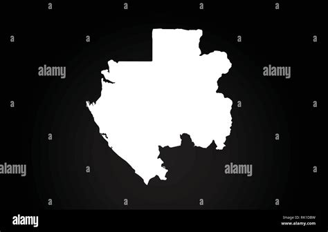 Gabon Black And White Country Border Map Logo Design Black Background