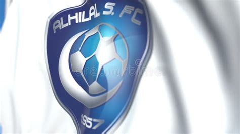 Waving Flag With Al Hilal Fc Football Club Logo Close Up Editorial