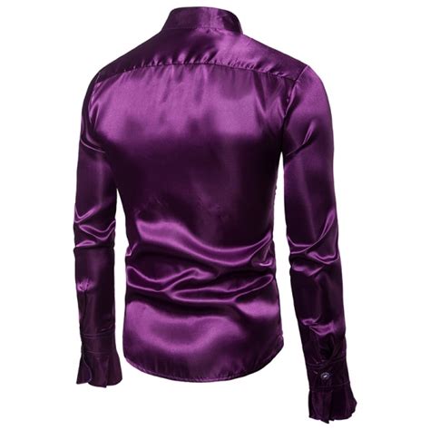 Déguisement Homme Disco chemise à jabot satin violet deguisement