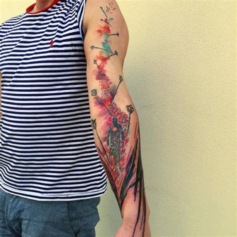 Abstract Watercolor Tattoo Sleeve