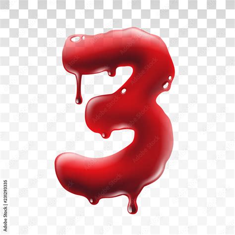 Translucent Bloody Number Isolated On Transparent Background Vector