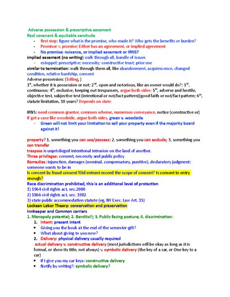 Outline Rules Noted And Case Law Adverse Possession