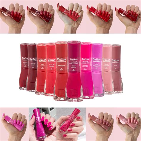 Kit Esmaltes Dailus Queridinhos Tons De Vermelho Rosa Nude Cremoso Ml Shopee Brasil