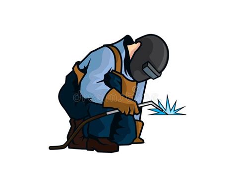 A Welder Man Is In The Middle Of Welding Illustration Stock Vector