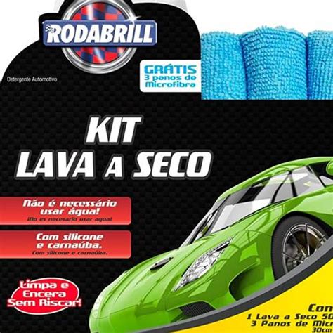 Kit Lava Seco Rodabrill Limpa e Encera Grátis 3 Panos de Microfibra