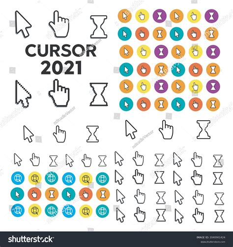 Pixel Cursors Icons Mouse Hand Arrow Stock Vector Royalty Free