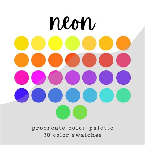 Neon Procreate Color Palette Procreate Color Palette Instant