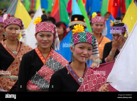 Festival Young Women Of The Khmu Ethnic Group Traditional Clothes