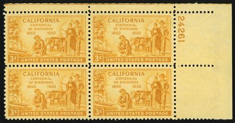 Us Sc Vf Mnh Plate Block California Statehood Centennial