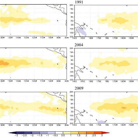 Sst Anomalies ˚c Of El Niño Events During 1961 2015 The Anomalies