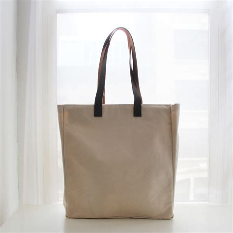 Canvas Tote with Leather Handles - made to order