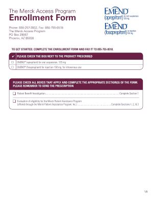 Fillable Online Enrollment Form Merck Patient Assistance Program Fax