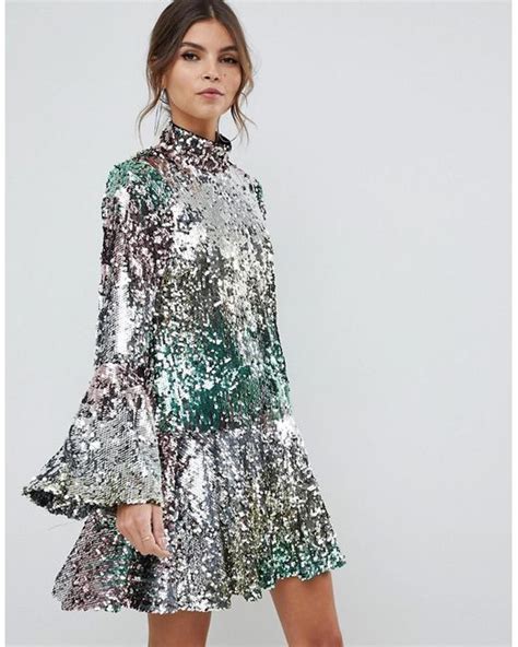 Asos Premium Rainbow Mini Sequin Dress Lyst