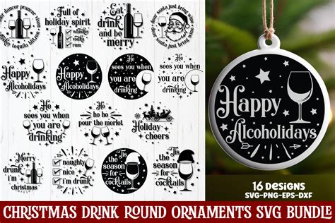 Christmas Drink Round Ornaments SVG Bund Graphic By CraftArt Creative