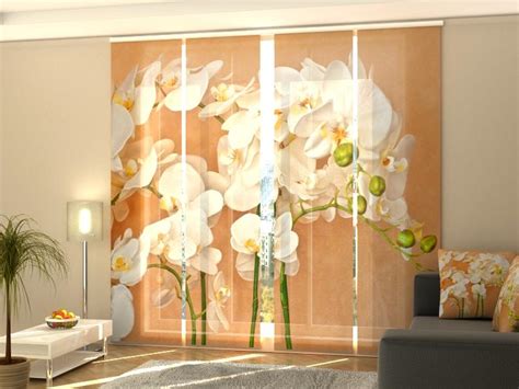 Set Di 4 Tende A Pannello Scorrevole Orchidee Asiatiche 60x245 Cm