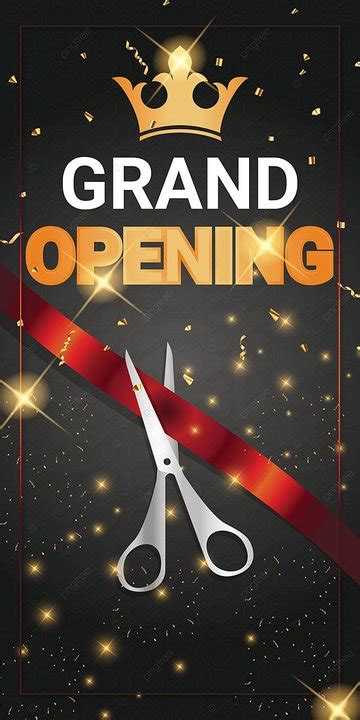 Grand Opening Modern Gradient Design Text Vector With Gold Ribbon