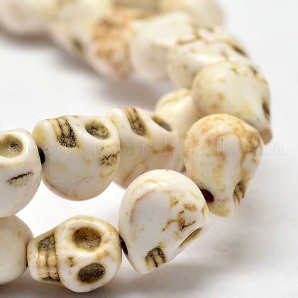 Dyed Synthetic Turquoise Bead Strands Skull Creamy White X X Mm