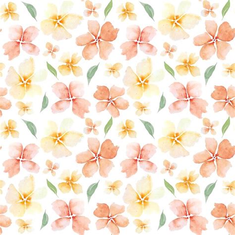 Premium Photo Watercolor Gentle Peach Flowers Seamless Pattern