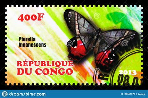 Postage Stamp Printed In Congo Shows Plerella Incanescens Butterflies