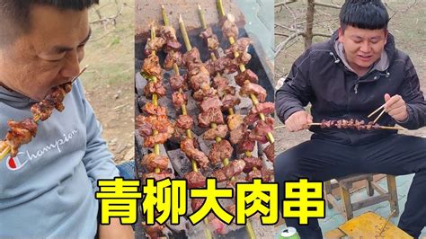 今天搞个户外小烧烤，青柳大肉串配上干崩小河鱼，吃美了太过瘾！【东北村花】 Youtube