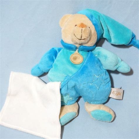 Toodoux spécialiste en sos doudou ours BABY NAT bleu avec mouchoir