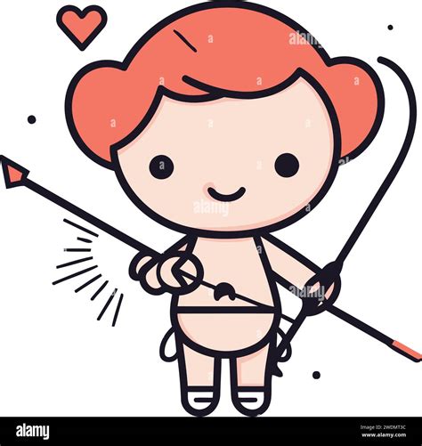 Cupid With Bow And Arrow Vector Illustration Cupid Holding Bow And