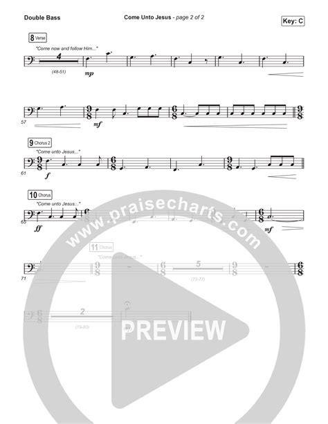 Come Unto Jesus Worship Choir SAB String Bass Sheet Music PDF Keith