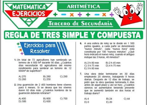 Ejercicios De Regla De Tres Simple Y Compuesta Para Tercero De Secundaria