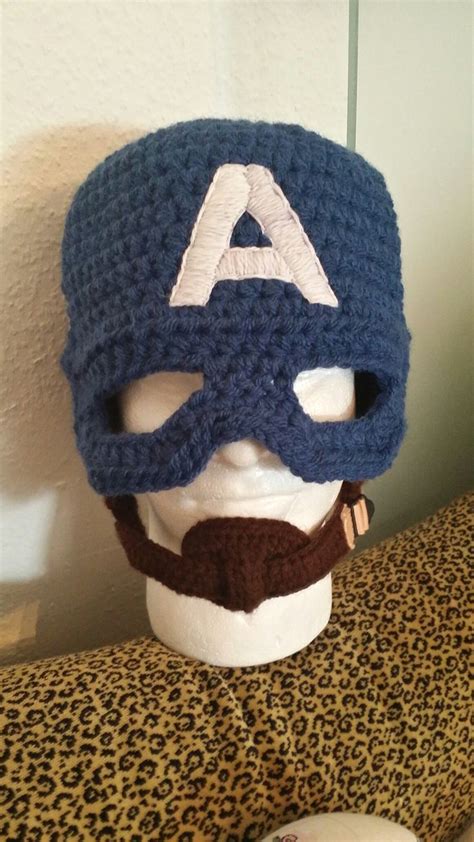 Crochet Captain America helmet | Captain america helmet, Crochet bucket hat, Knitted hats