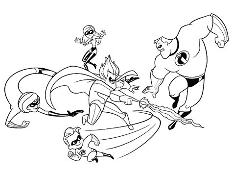 The Incredibles Fighting Coloring Page Free Printable Coloring