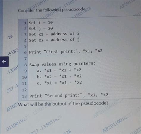 Consider The Following Pseudocode Set I Studyx