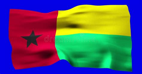 Flag Of Guinea Bissau Realistic Waving On Blue Screen Seamless Loop