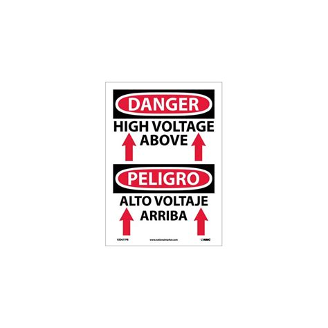 Accuformnmc Sbmelc011 Bilingual Osha Danger Safety Sign High Voltage Above 14 X 10