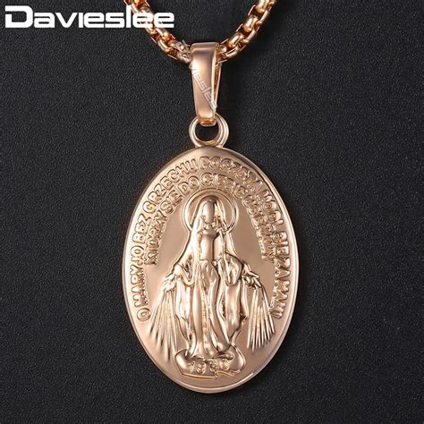 Davieslee Religious Virgin Mary Jesus Pendant Necklace For Women