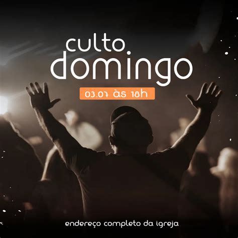 Convite Culto de Domingo Edite grátis nosso editor online