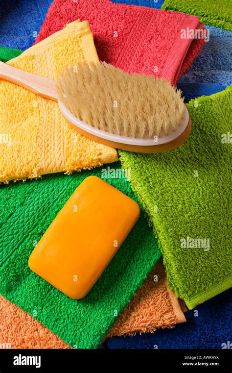 Soap Brush And Wash Clothes Stock Photo Alamy