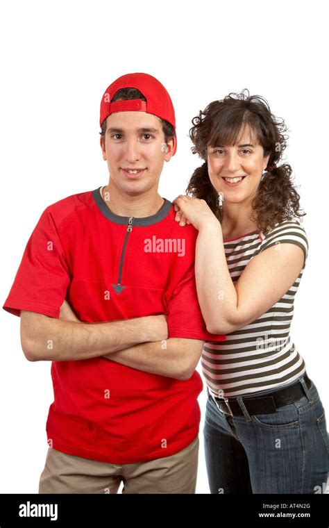 A Happy Couple In Love Standing On White Background Stock Photo Alamy