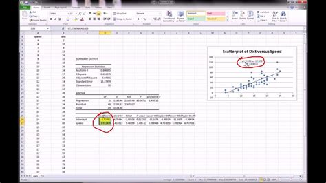 Excel Simple Linear Regression Youtube