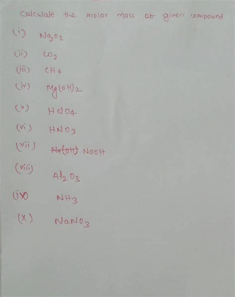 calculate the molar mass of given compound | Filo