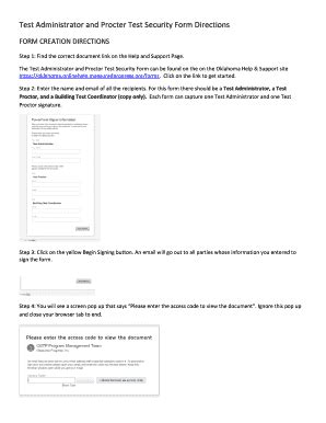 Fillable Online Test Admin Proctor Test Security Form Directions Final