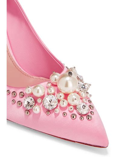 2 Stores In Stock Miu Miu Embellished Satin Pumps Modesens