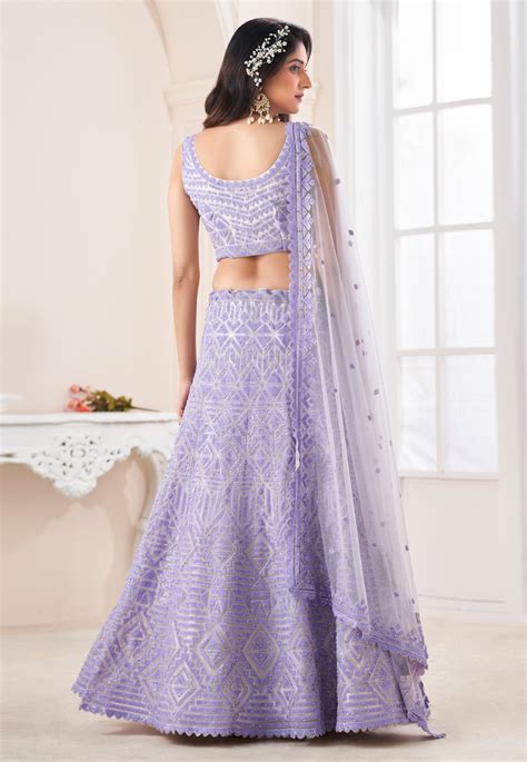 Soft Net Circular Lehenga Choli In Light Purple Colour