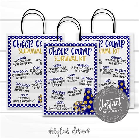 Editable Cheer Camp Survival Kit Printable Printable Cheer Camp Team