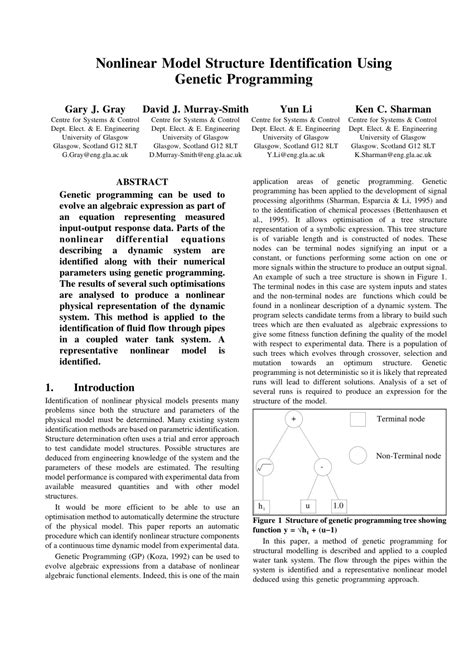 Pdf Nonlinear Model Structure Identification Using Genetic Programming