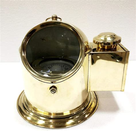 Antico Vintage Ottone Galleggiante Quadrante Binnacle Gimbled Compass