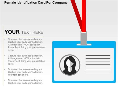 Female Identification Card For Company Flat Powerpoint Design