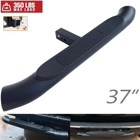 Black 37" Towing Hitch Trailer Tow Hitch Step Bar 4" Oval Curved Rear