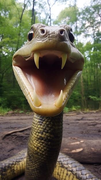 Premium AI Image | Snake touches camera taking selfie Funny selfie ...